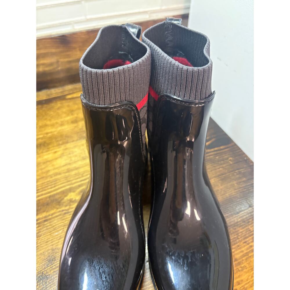 Coach Black Rivington Signature‎ Print Rain Boots Size 8 - Picture 4 of 9